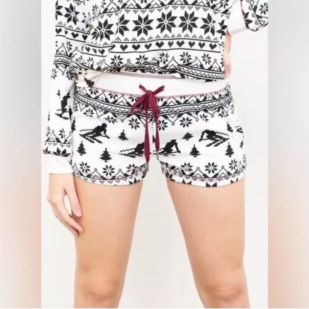 PJ Salvage Pajama Shorts Ski Fair Isle Winter Cozy Ivory Black NWT‎ Lounge